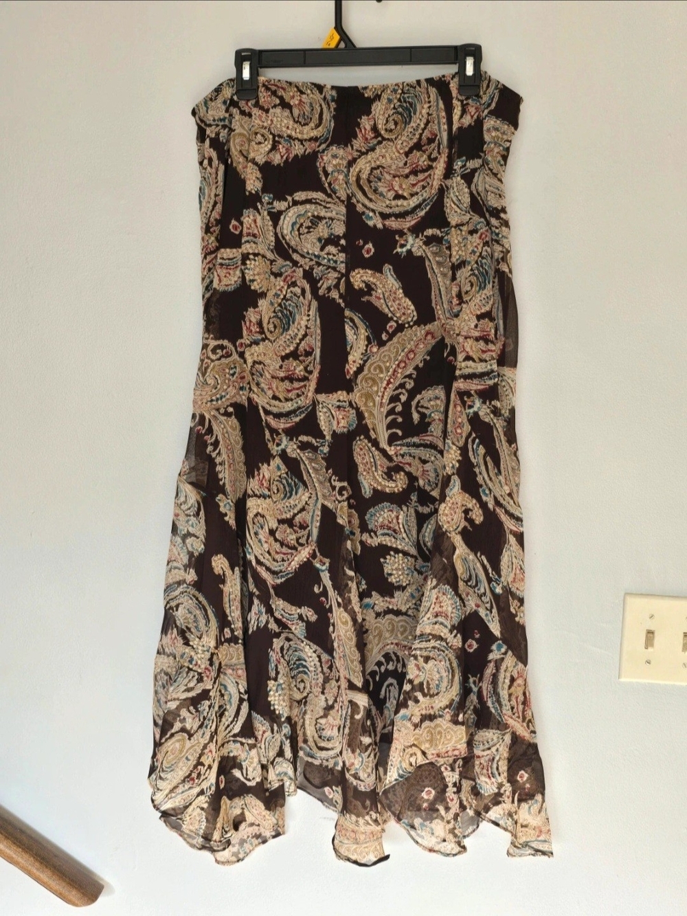 Soft Surroundings Paisley Metallic Shimmer Handkerchief Hem Maxi Skirt